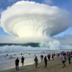 nuvem em formato de tsunami